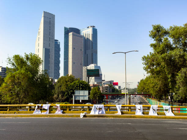 Skyscrapers at Mexico City financial district, as seen from Circuito Interior  Avenue