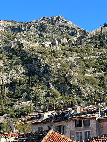 Medieval fortress of St. John on the mountain. Kotor, Montenegro. High quality photo