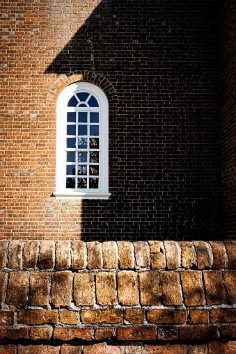A side window of the Bruton Episcopal Parish Church at Colonial Williamsburg.