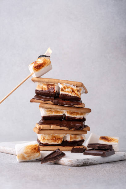istock Freshly roasted smores with large white marshmallows 2148438106
