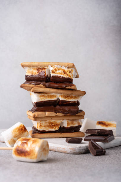 istock Freshly roasted smores with large white marshmallows 2148438111