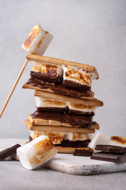 istock Freshly roasted smores with large white marshmallows 2148438123