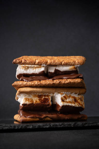 Smores - delicious marshmallow sandwich with cracker and chocolate