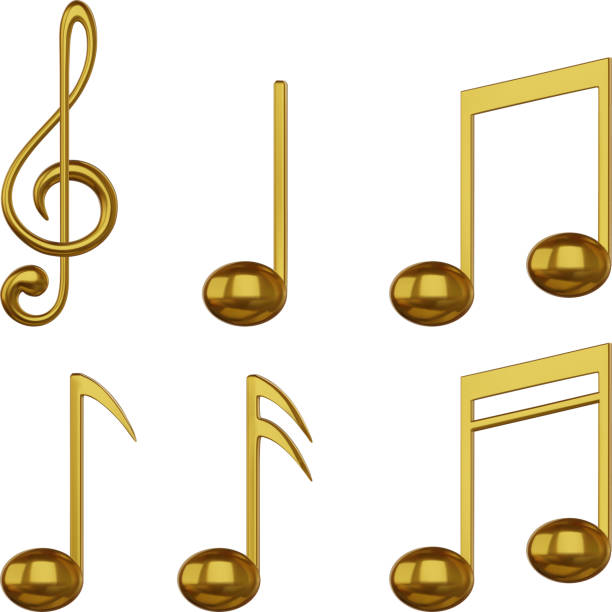 istock set of isolated gold music notes and violin key 2148438530