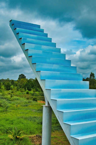 Metal stairs leading to nowhere, Udon Thani, Thailand. Stairways to heaven