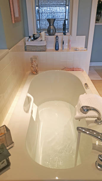 istock Beautiful Tranquil Relaxing Bathroom And Tub 2148439456