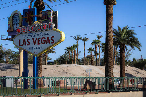 The Welcome to Las Vegas sign can be seen entering from the south of Las Vegas Blvd.  The sign was built in 1959.
