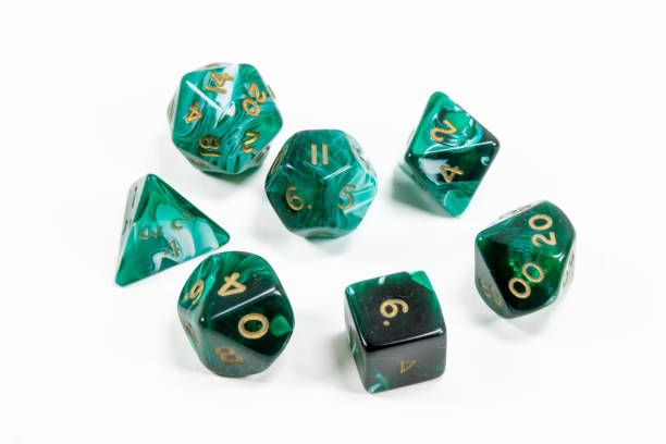 istock A green set of role playing dice on a white background 2148441435