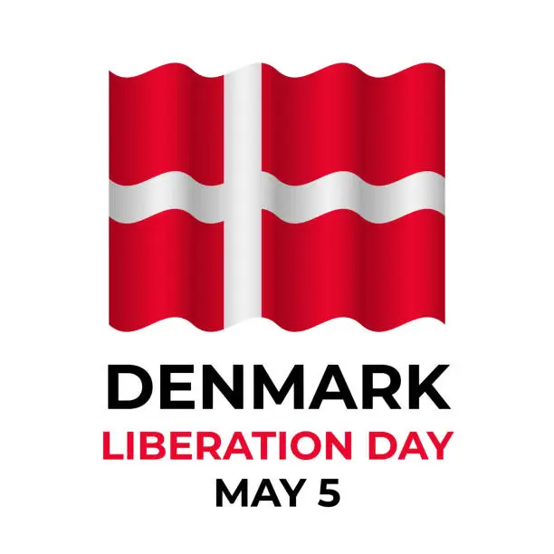 Vector illustration of Denmark Liberation Day typography poster. Holiday celebration on May 5. Vector template for banner, flyer, greeting card, etc.