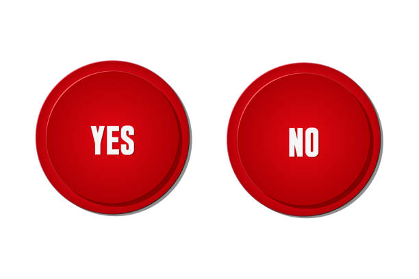istock Two red vector buttons with the words yes and no are isolated on a white background. 2148442393