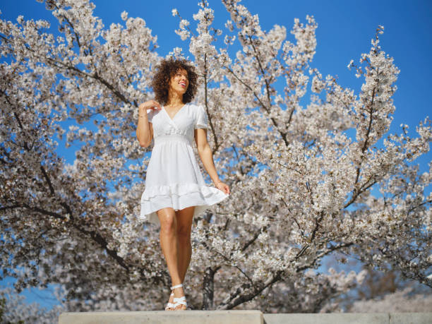 Woman in Springtime Among Cherry Blossoms