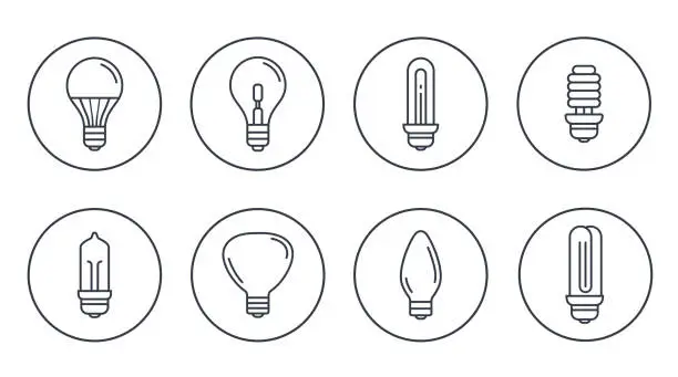 Vector illustration of Light bulb line icon lamp. Led lightbulb energy electric economy light icon