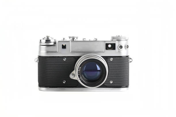 istock The rare old rangefinder film camera with lens on white background. 2148444784