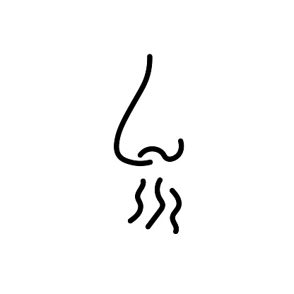 Breath smell nose line icon. Odour breath smell stroke web human sneeze air icon symbol illustration concept