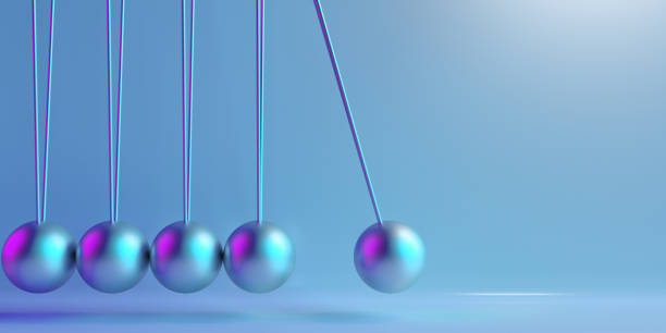 3D rendering Metal Newton's cradle on blue background.
