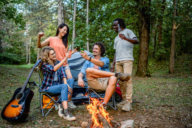 istock Friends toast while camping in nature 2148446242