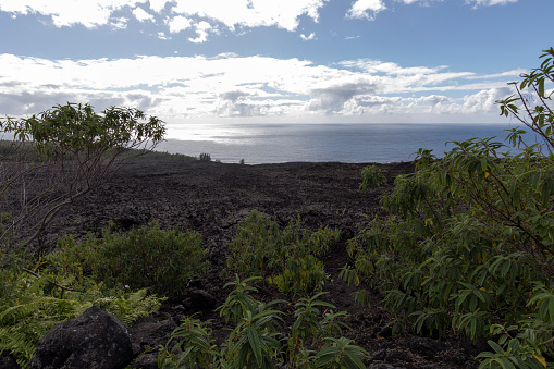 A nice Volcanic Landscape and sea view at La Reunion, France