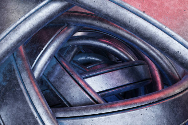 A texture piled up with metal pieces. Part of a machine.