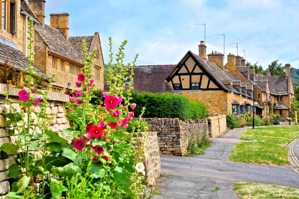 Beautiful Cotswolds village flowers, England