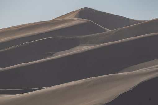 Huge sand dunes in Great Sand Dunes National Park in Colorado in western USA, North America.