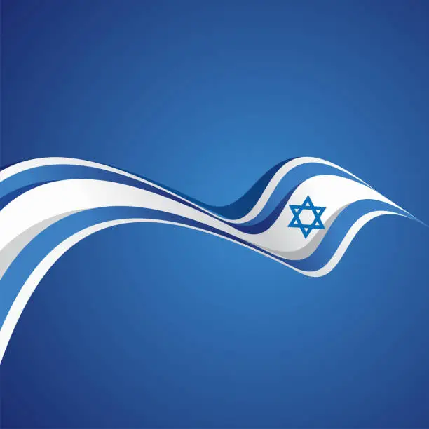 Vector illustration of Abstract brochure cover Israeli flag ribbon banner vector