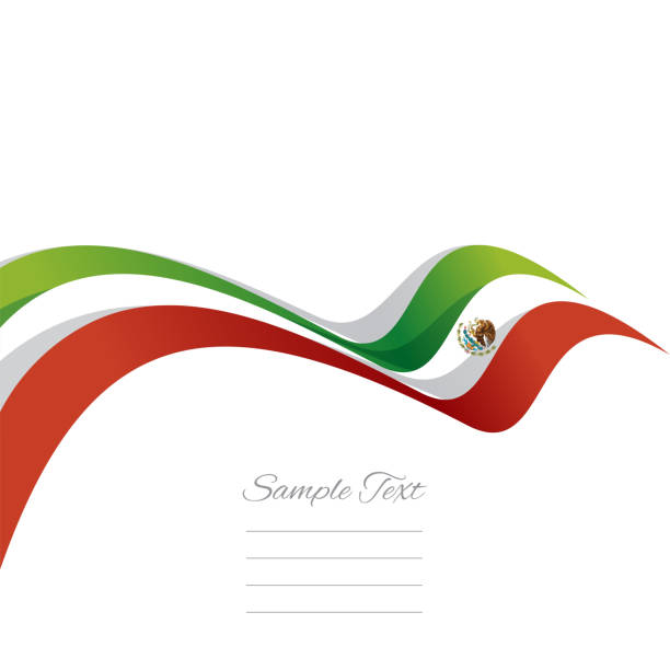 abstrakte hülle mexikanische flagge band banner weißer hintergrund vektor - mexico flag three dimensional shape illustration and painting stock-grafiken, -clipart, -cartoons und -symbole