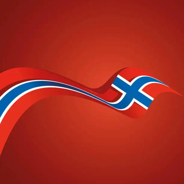 Vector illustration of Abstract brochure cover Norway flag ribbon banner vector background