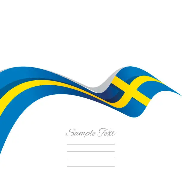 Vector illustration of Abstract cover Sweden flag ribbon banner vector white background