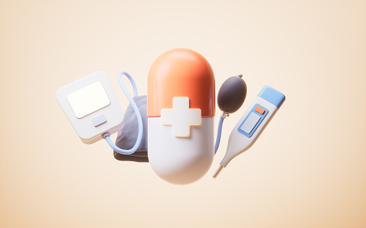 Medical capsule with medical concept, 3d rendering. 3D illustration.