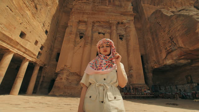 Woman Portrait as a Tourist in front of Petra