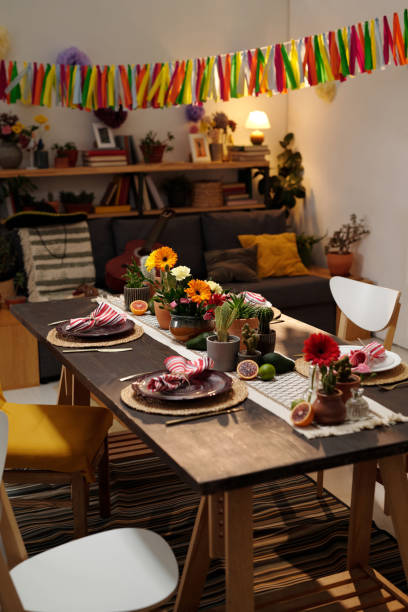 istock Served table in spacious living room 2148460788