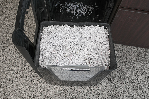 Pile of shredded secret paper documents to