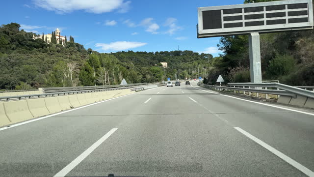 Car point of view of Zaragoza to Barcelona higway