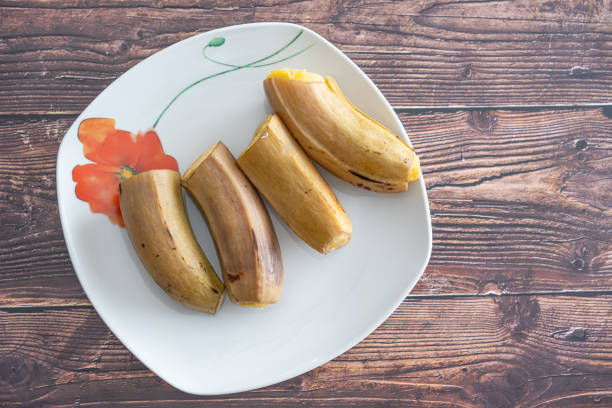 Ripe boiled plantain ready to serve