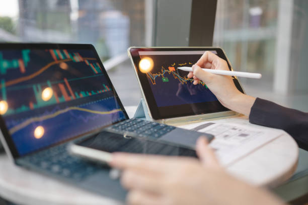 istock Financial advisor online trading cryptocurrency bitcoin in disruption business crisis protect stockmarket loss for investment business 2148464183