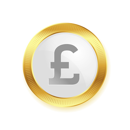 isolated english currency pound golden coin symbol vector