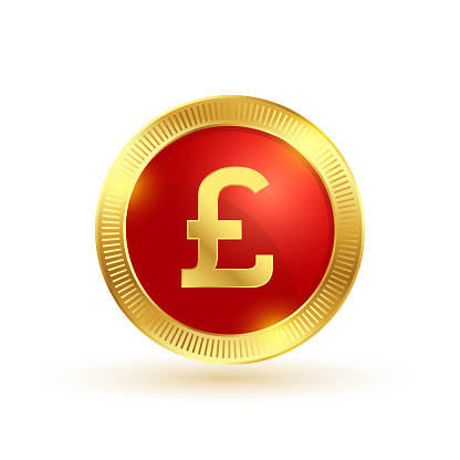 isolated UK currency pound gold coin in 3d style vector