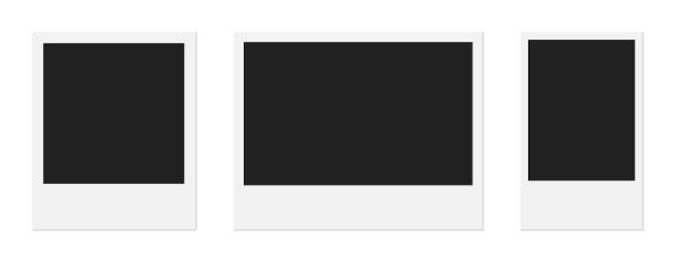 ilustrações, clipart, desenhos animados e ícones de moldura de foto polaroid realista maquete vazia diferentes proporções quadrado, largo e mini - fotografia instantânea