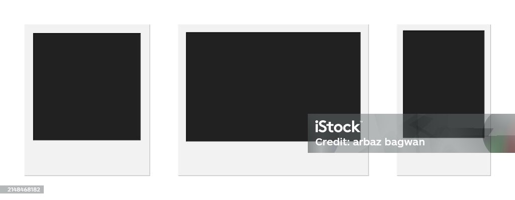 Polaroid photo frame realistic empty mockup different aspect ratios square, wide and mini Blank photo frame mockup. Vector illustration for your design. Instant Print Transfer stock vector Polaroid photo frame realistic empty mockup different aspect ratios square, wide and mini Blank photo frame mockup. Vector illustration for your design. Instant Print Transfer stock vector
