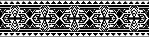 Vector illustration of Seamless geometric border. Polynesian wrist tattoos Black bracelet pattern. Traditional Maori design for creating templates and printing patterns.