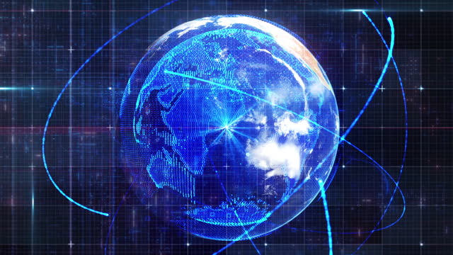 Digital Globe with Binary Code and World Map Animation
