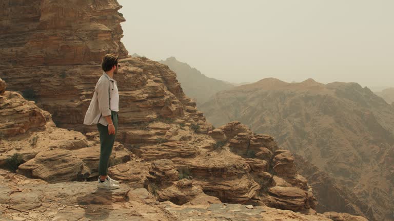 Man Travelling in Wadi Musa in Jordan