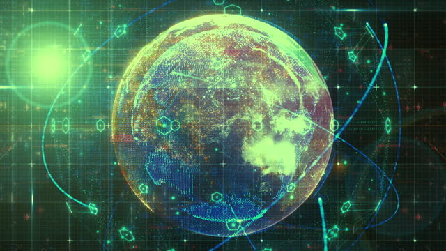Digital Globe with Binary Code and World Map Animation