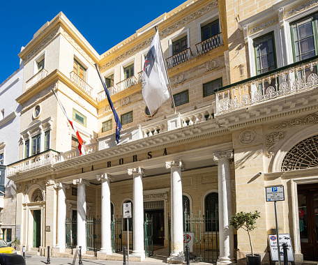 Valletta, Malta, April 03, 2024.  exterior view of the La Borsa building in the city center