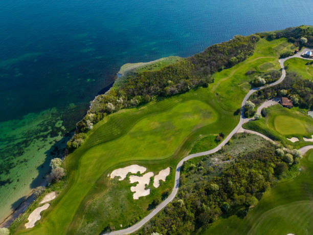 coastal golf course on tropical island 