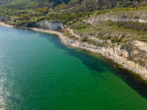 top aerial view of the beautiful wild beach in Bulgaria.