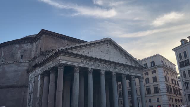 Pantheon facade. Classic architecture in Rome city center. Italy landmark
