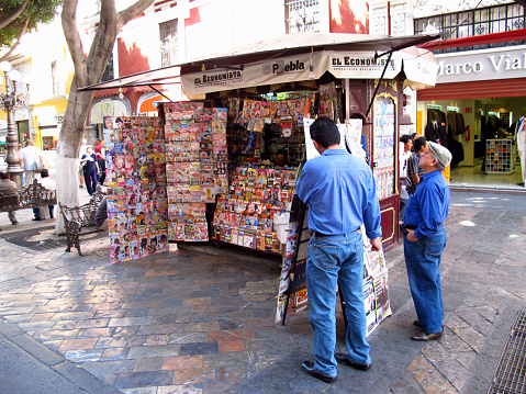 Puebla, Mexico - 02 Mar 2011: The newsstand in Puebla, Mexico