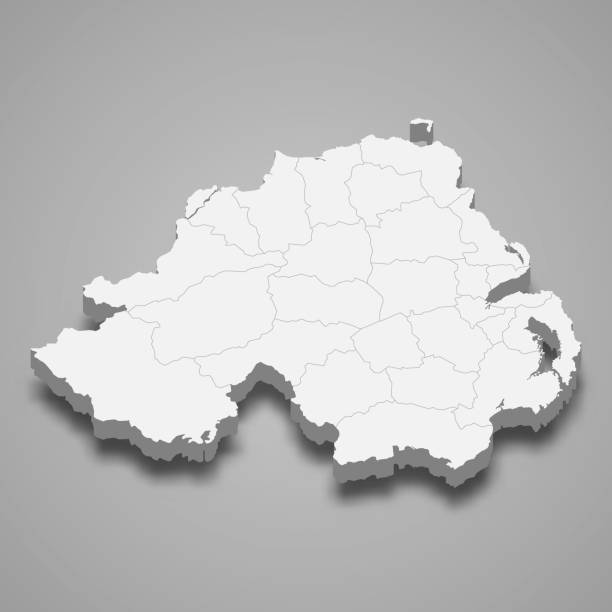 istock 3d isometric map of Northern Ireland, isolated with shadow 2148476365