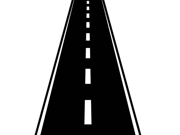 Vector illustration of Top view on a curved highway road map.